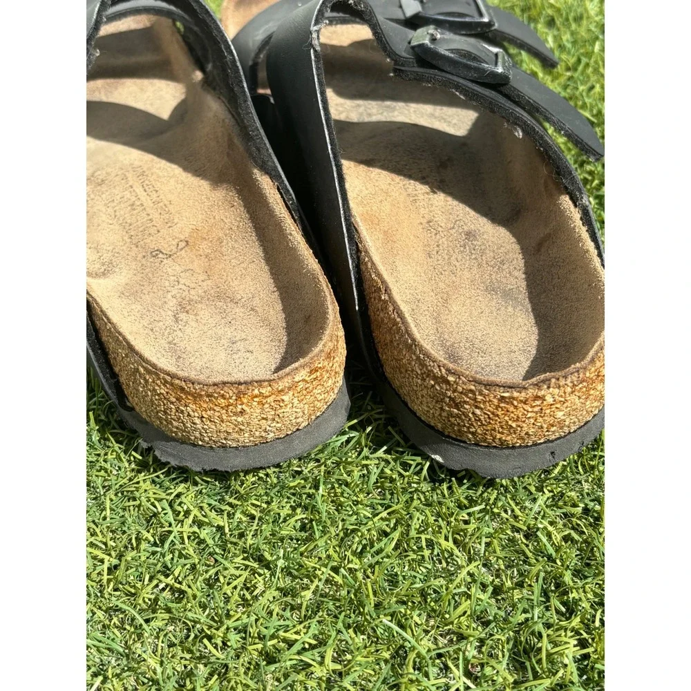Birkenstock Arizona Black Birko-Flor Two Strap Slide Sandals Womens 7.5